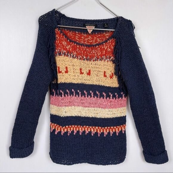 Scotch Soda Maison Scotch Fringe Trim folky bohemian Sweater small - Picture 2 of 8